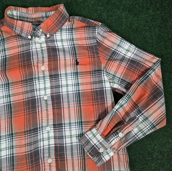 Ralph Lauren | Youth Boys Classic Fit 100% Cotton Plaid Button Down Shirt - Picture 8 of 16